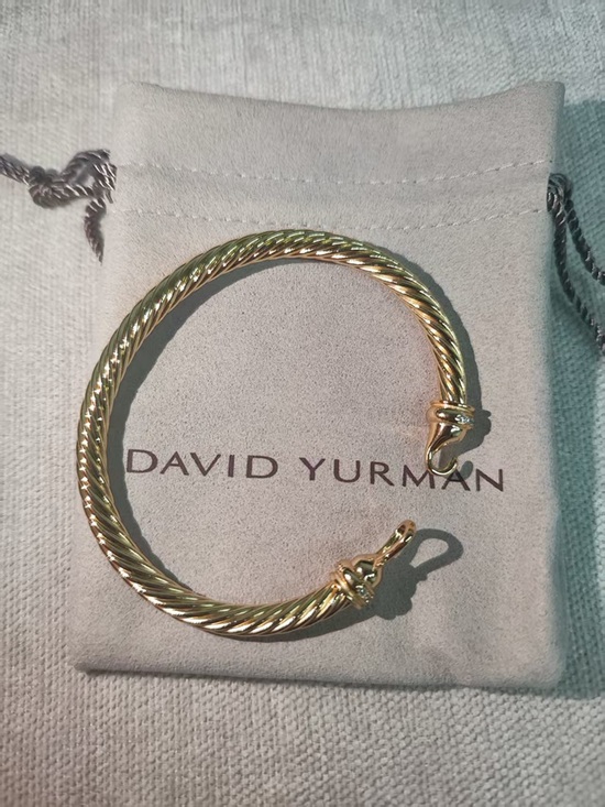 David Yurman Jewelry - ✨David Yurman 18K Gold Twisted Cable Diamond Hook Clasp Bracelet